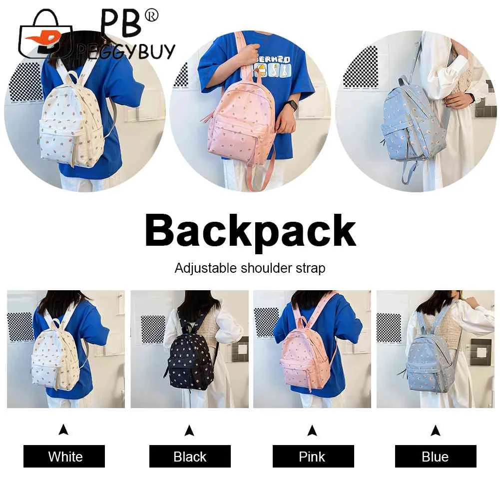 

Fashion School Bag Floral Bookbags Flower Prints Students Shoulder for Ladies
