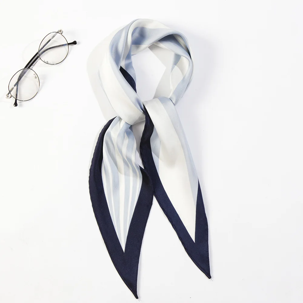

New Ladies Spring and Summer Striped Flower Small Silk Scarf Decorative Versatile Small Scarf Female Rhombus Square Hair Band