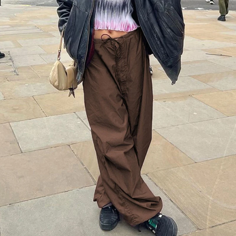 

Korean Style Women's Pants Fashion Women Clothing Streetwear Spicy Girl Wide Leg Pants Female Loose Vintage Drawcord Pant 24407