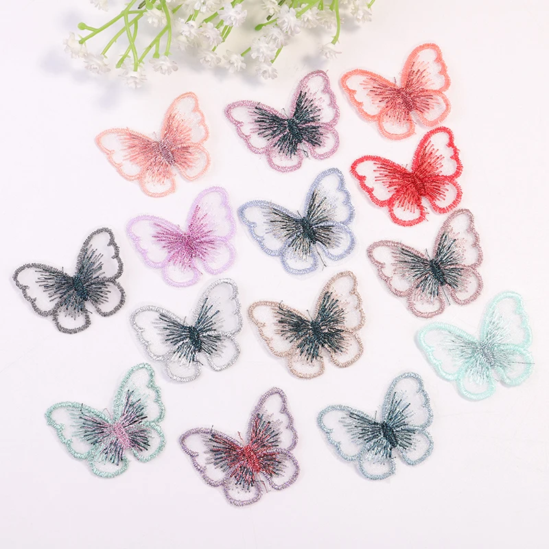 

10 шт./лот Классическая Марля из органзы, вышитая Бабочка для швейных принадлежностей, материал для рукоделия «сделай сам», нашивки, Аппликац...