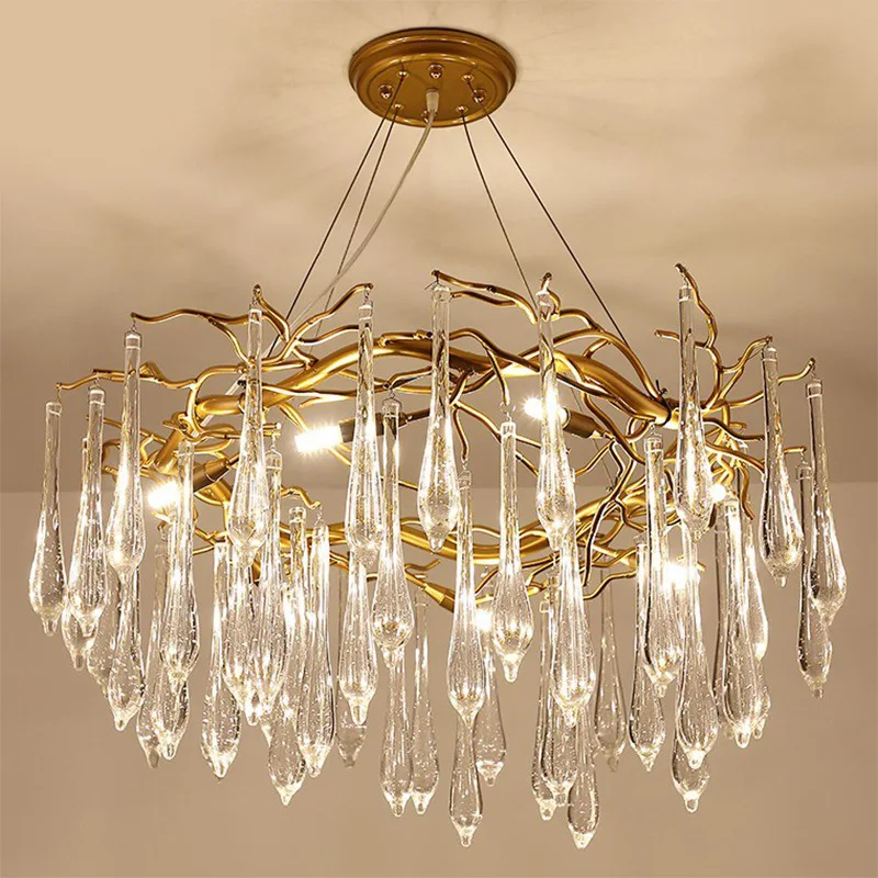 

Luxurious LED Chandelier Gold/Silver Nordic 60/80cm K9 Crystal Ceiling Chandelier Light for Dining room Villa Living room Decor