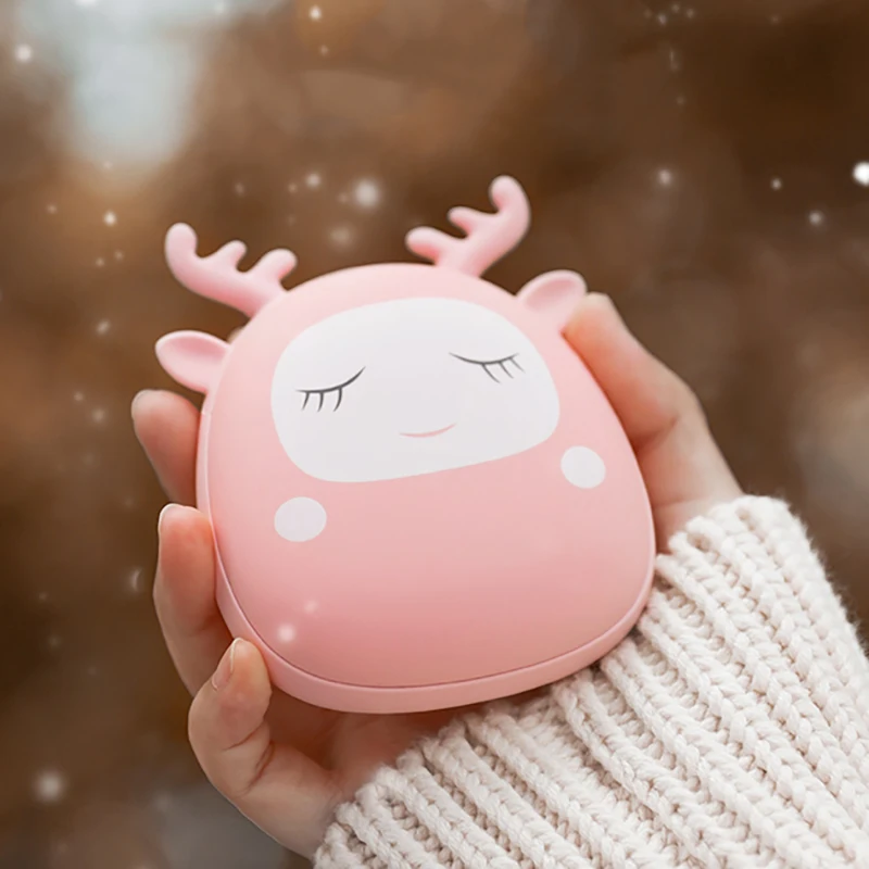 

4000mAh Winter Mini Hand Warmer Portable Cute Cartoon Hands Warmer USB Rechargeable Mobile Power Double-sided Quick Heating