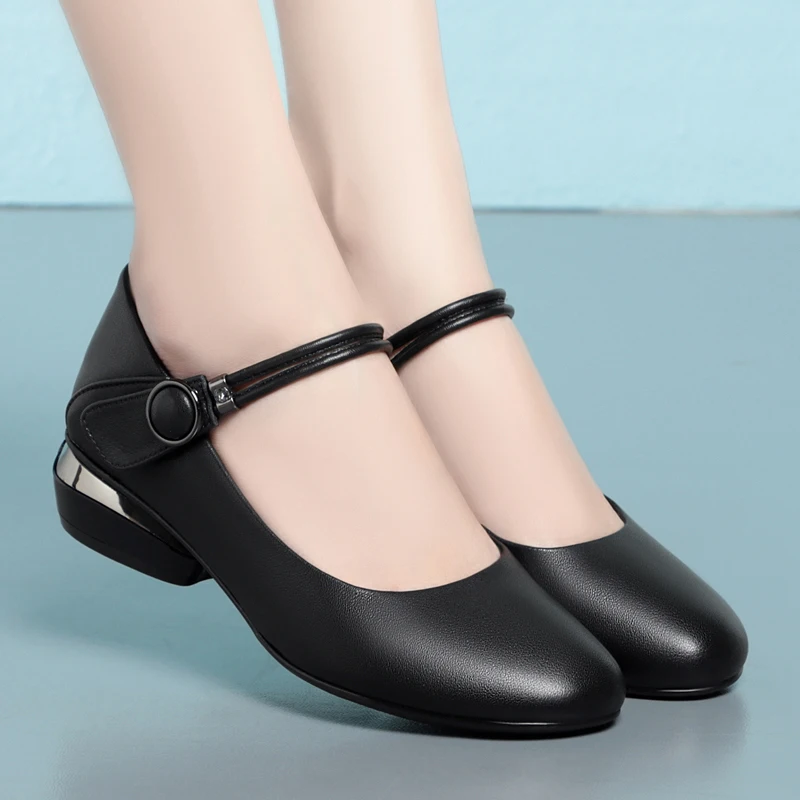 AIYUQI Women Shoes Genuine Leather 2023 New Mary Jane Shoes Ladies Mid-heel Large Size 41 42 43 Women's Shoes