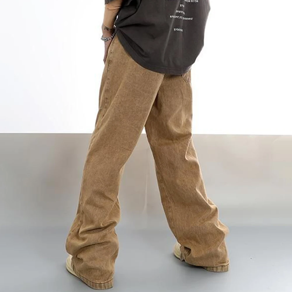 Men Street Hiphop Y2K Embroidery Stars Jeans Straight Loose Fit Pants Fashion Baggy Jeans Denim Oversize Trousers