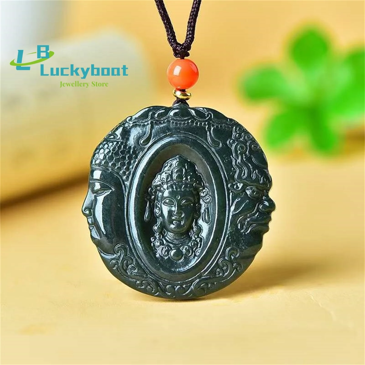 

Natural Hotan Jade Buddha Devil Yinian Pendant Simple Personality Exquisite Fashion Versatile for Men and Women