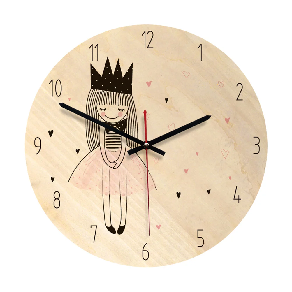 

Nordic Style Cartoon Decorative Circle Clock Colorful Silent Round Wall Clock for Living Room Bedroom (WPC014a)