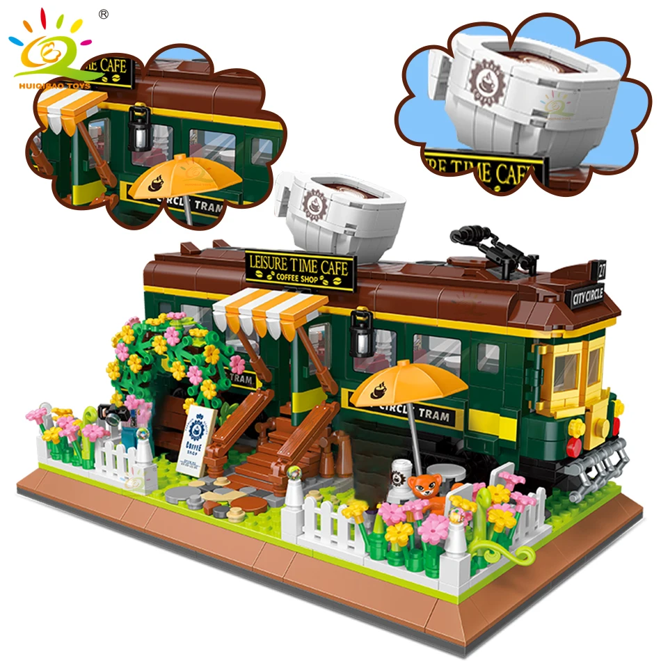 

1081PCS поезд кафе модель мини - кубики мини бриллианты город друзья кирпич набор детская игрушка детская игра