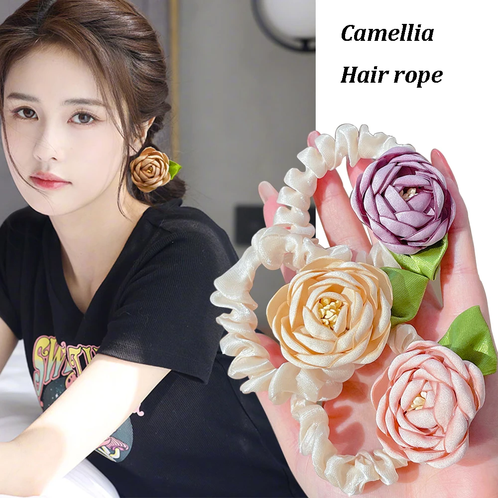 

Модная заколка для волос в виде камелии для женщин, изысканная заколка с цветами, инструмент для укладки шариков, держатель для конского хво...