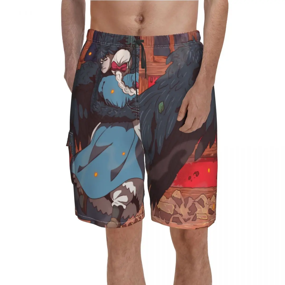 

Howl Hugging Sophie Board Shorts Howls Moving Castle Men Funny Beach Short Pants High Quality Customs Plus Size Swim Trunks