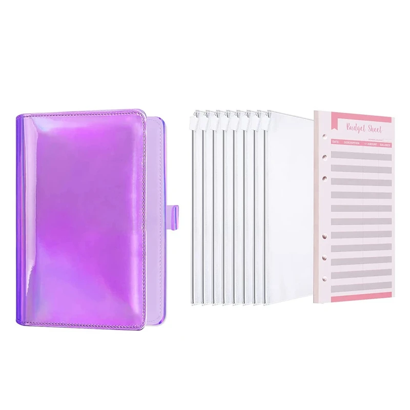 

Budget Binder Cash Envelopes A6 6-Ring PU Leather Binder Zipper Pockets For Money Organizer Budgeting Planners