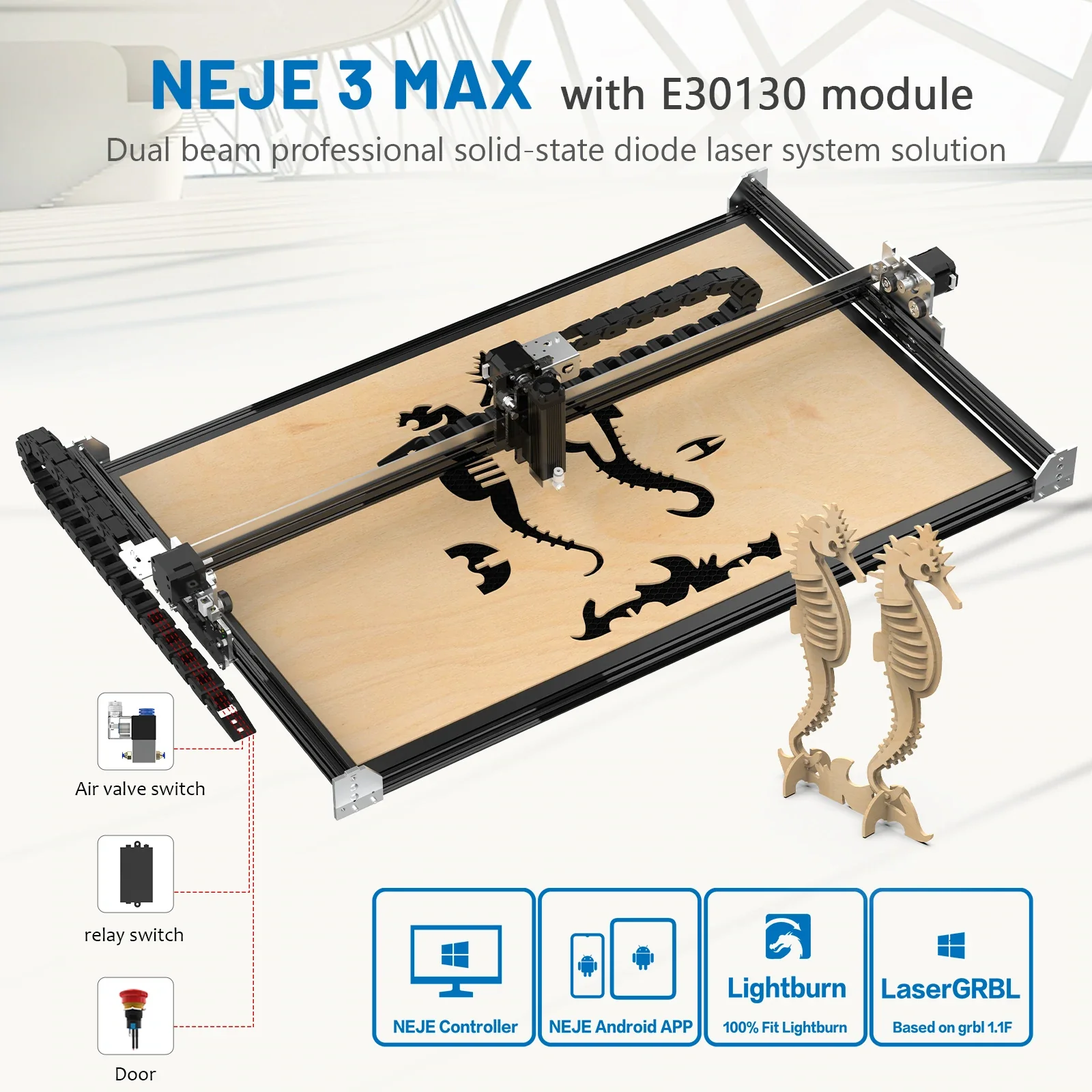

NEJE 3 Max 40w 81x46cm DIODE Laser Engraver Desktop CNC DIY 3D Engraving Carving Cutting Machine for Stainless Steel Metal Wood