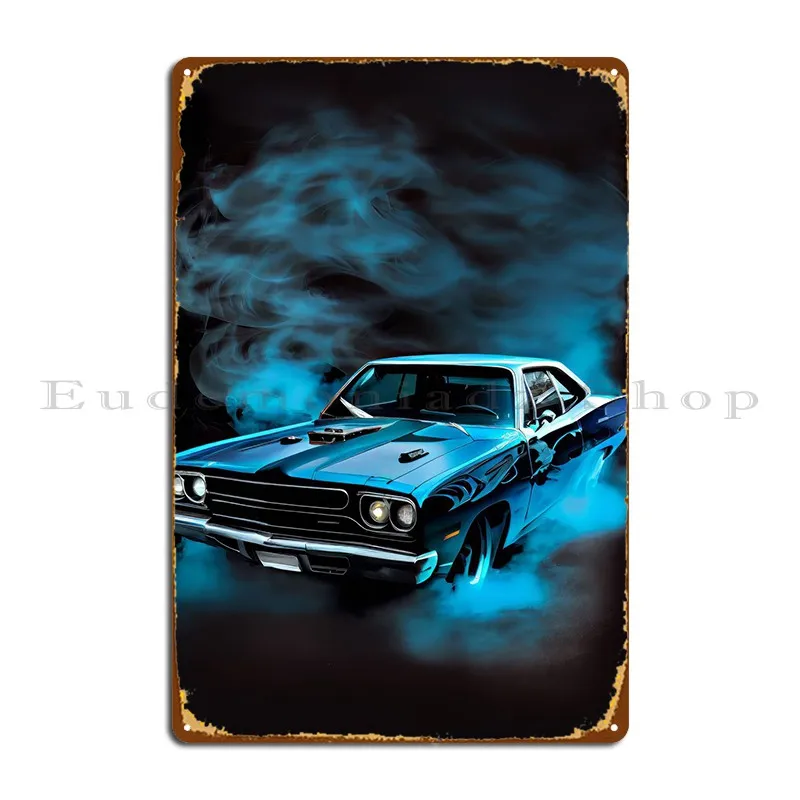 1970 Плимут дорога бегун металлический налет Кухня кинотеатр фотография оловянный знак плакат