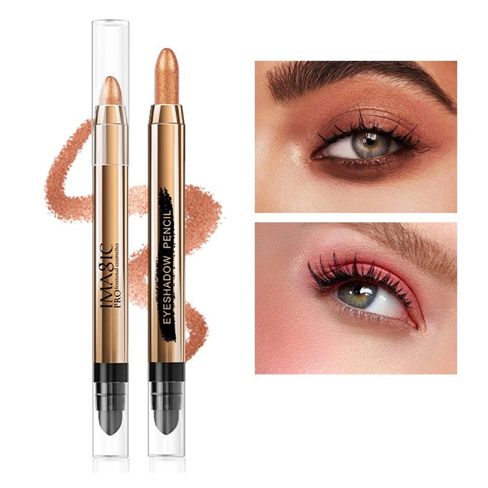 

Waterproof Matte Pearlescent Eye Shadow Stick Eyeshadow Pen Highlight Pencil Makeup Beauty ChampagneShimmer Double Head Shadow