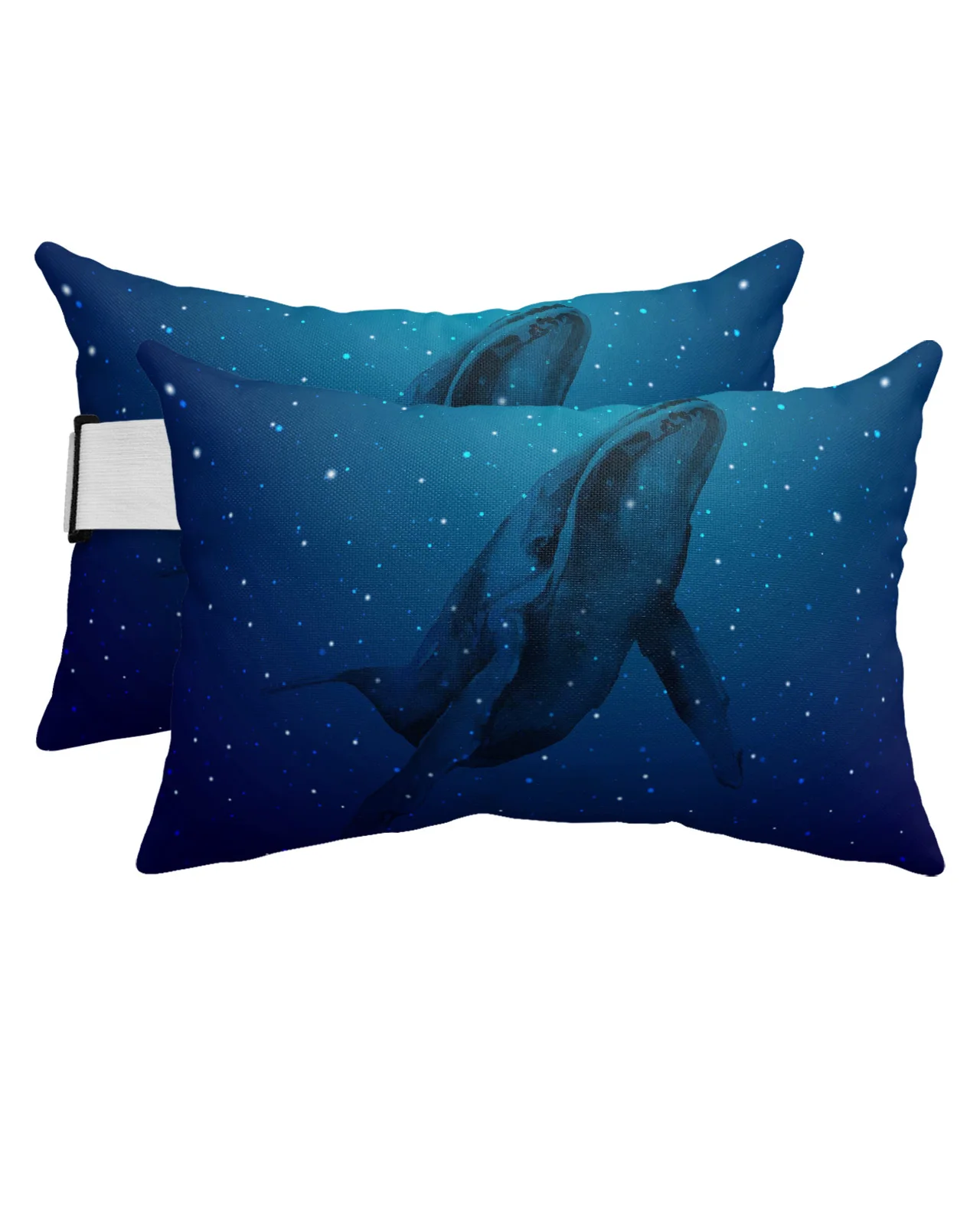 

Animal Whale Starry Sky Blue Waterproof Pillow With Insert Adjustable Elastic Lounge Chair Recliner Head Lumbar Travel Pillow