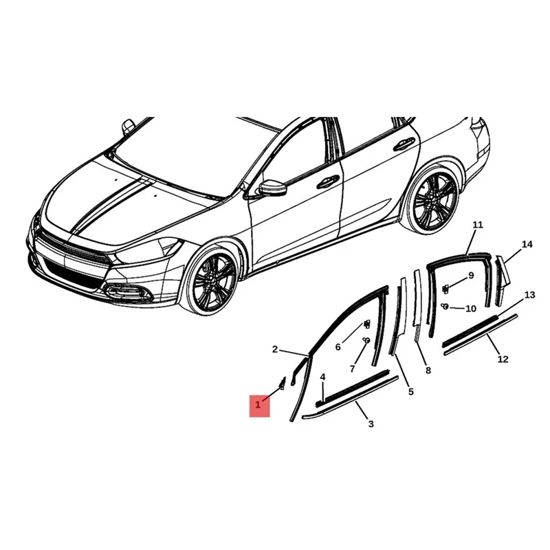 Треугольная накладка на переднюю стойку левого переднего окна 68083131 AD для Dodge Dart
