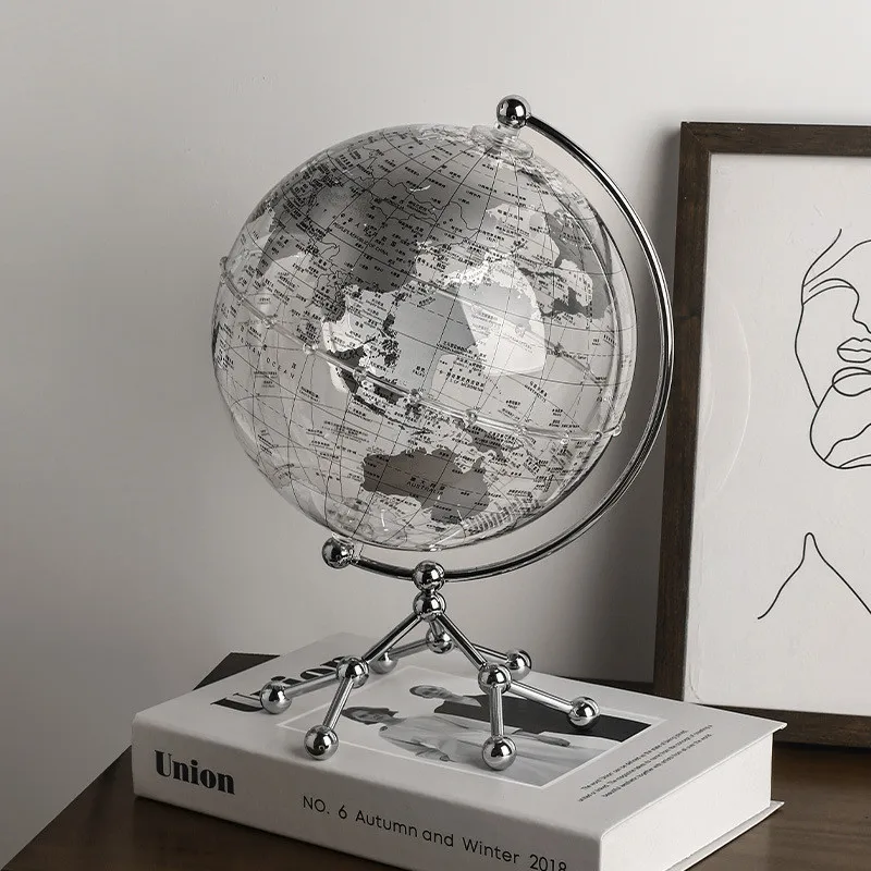 

Light luxury Transparent Acrylic Globe Home Decor Metal Base Suspended Earth Ornaments Living Room Office Decoration Accessories