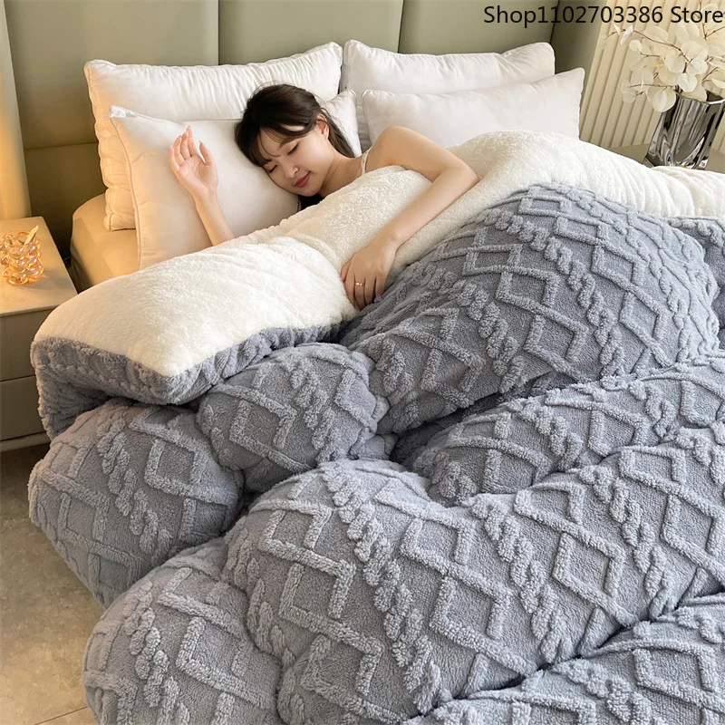 

Мягкое супер Толстое Зимнее теплое одеяло, искусственные одеяла из кашемира ягненка, Утяжеленные одеяла для кровати, уютное толстое одеяло