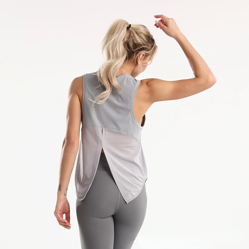 Luluwear Sports Open Back T Shirts Solid Sleeveless Yoga Top Women Fitness Loose Gym Crop Tank Top Quick Drying Workout Vest Tee