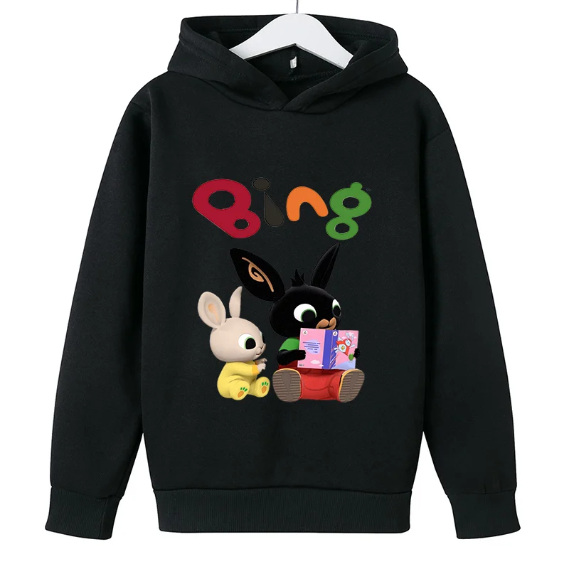 

Детская толстовка с капюшоном, пуловер с рисунком кролика, Детская толстовка для мальчиков и девочек, с длинным рукавом, детская Удобная Мил...