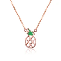 tkj 100 s925 sterling silver fashion forest small fresh and cute fruit lady necklace female hollow pineapple pendant set chain