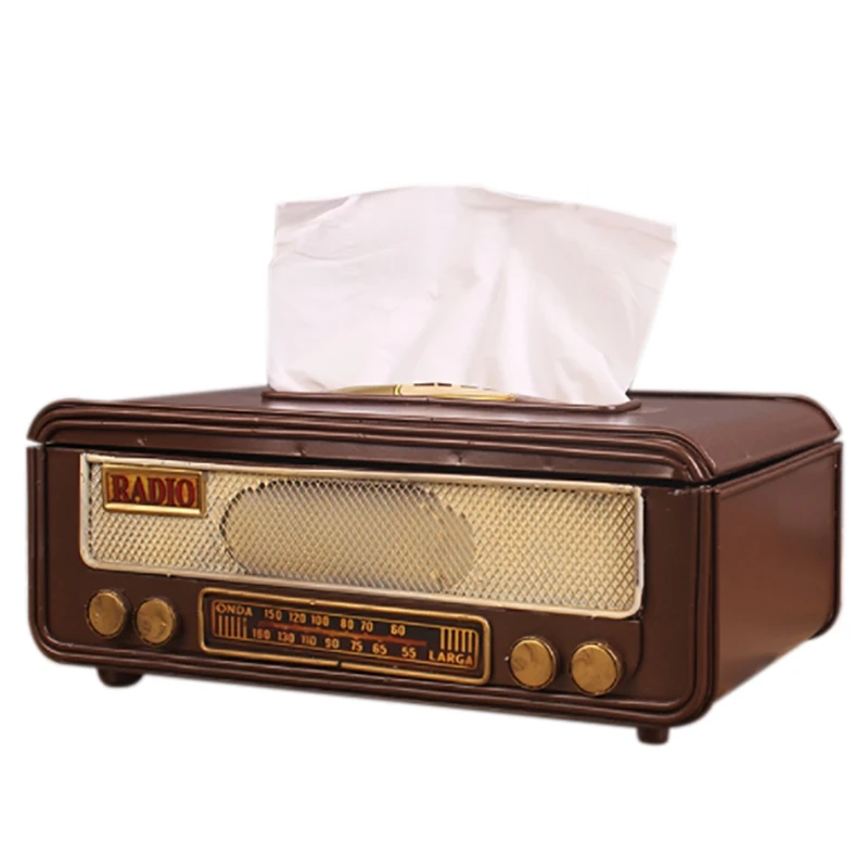 

Retro Radio Shape Tissue Box Napkin Storage Box Container Tissue Holder Tissue Box Home Bar Office