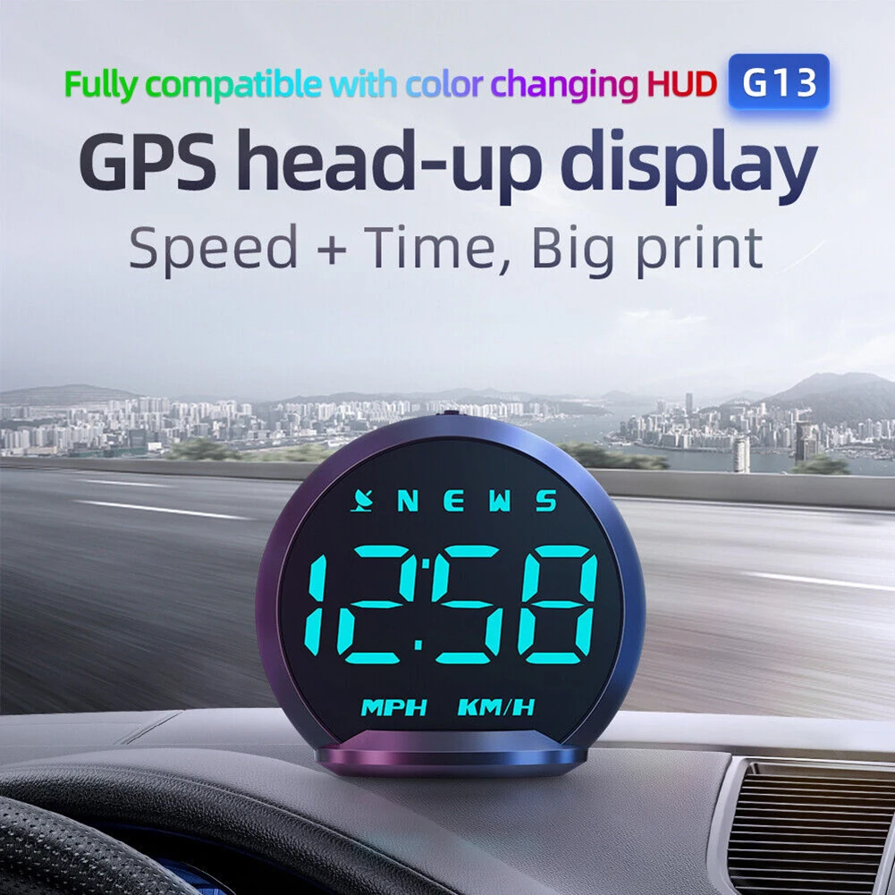 

GPS G13 дисплей на лобовое стекло для всех автомобилей цифровой спидометр HUD подключи и работай Автомобильная электроника Аксессуары