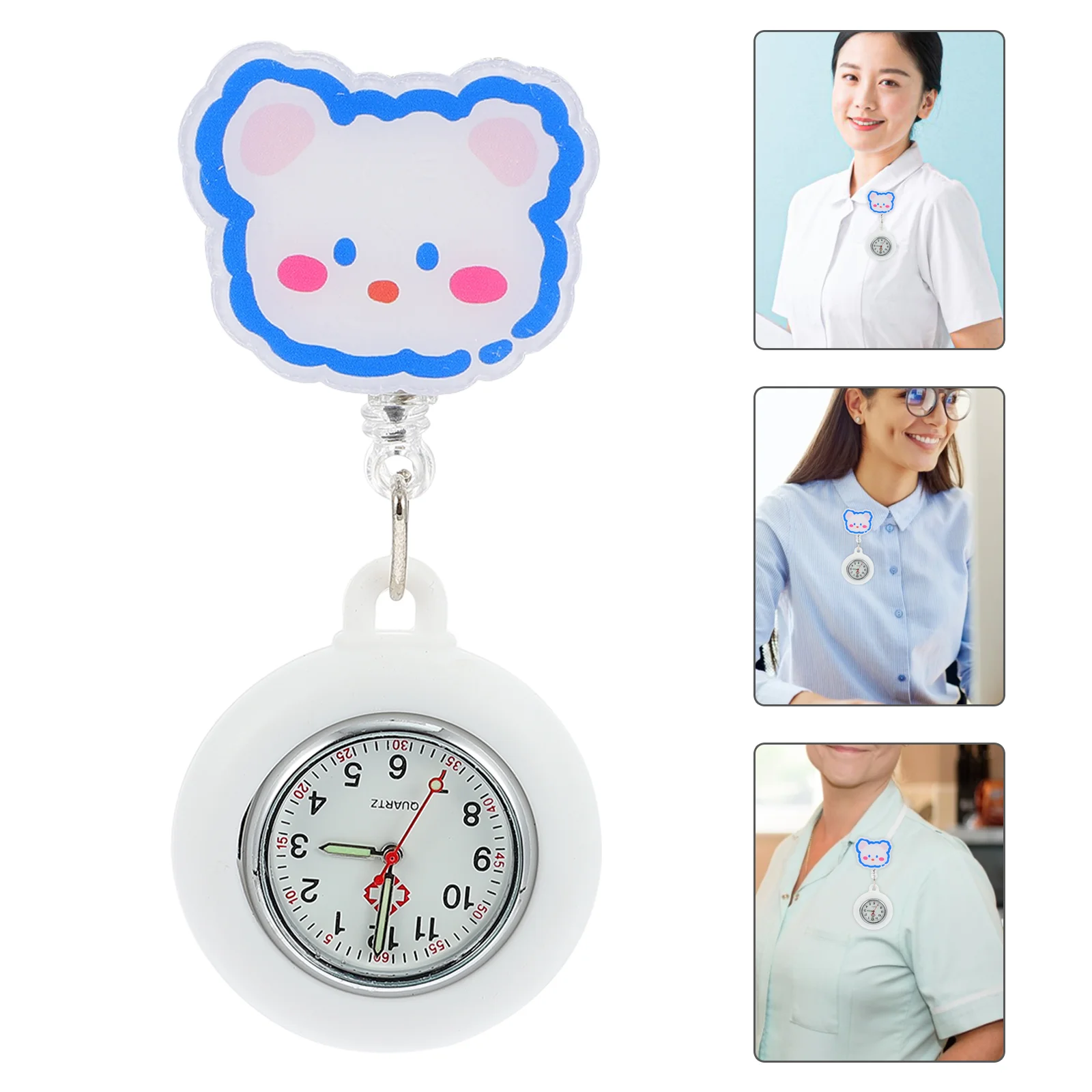

Student Cartoon Watch Luminous Pointers Pocket Watch Retractable Pocket Watch