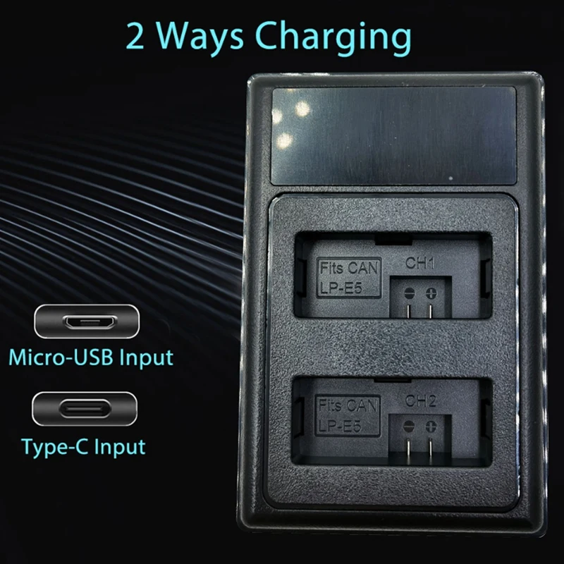 Фото Зарядное устройство LP-E5 с двумя USB-портами для Canon EOS T1I XS Xsi EOS 450D 500D 1000D №3
