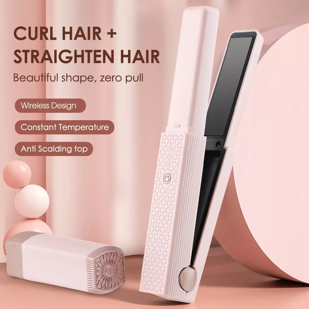 

NEW IN 2022 Hair Straightener Ceramic Curling Iron Straightening Styling Tools Wireless USB Charging Portable Travel Hair Curle