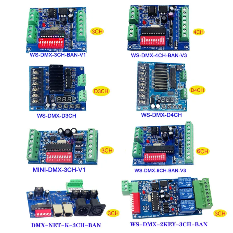 DMX512 3CH 4CH 6CH 8CH 12CH 18CH 24CH 27CH,LED Controller Constant voltage Common anode Decoder Dimmer Controller