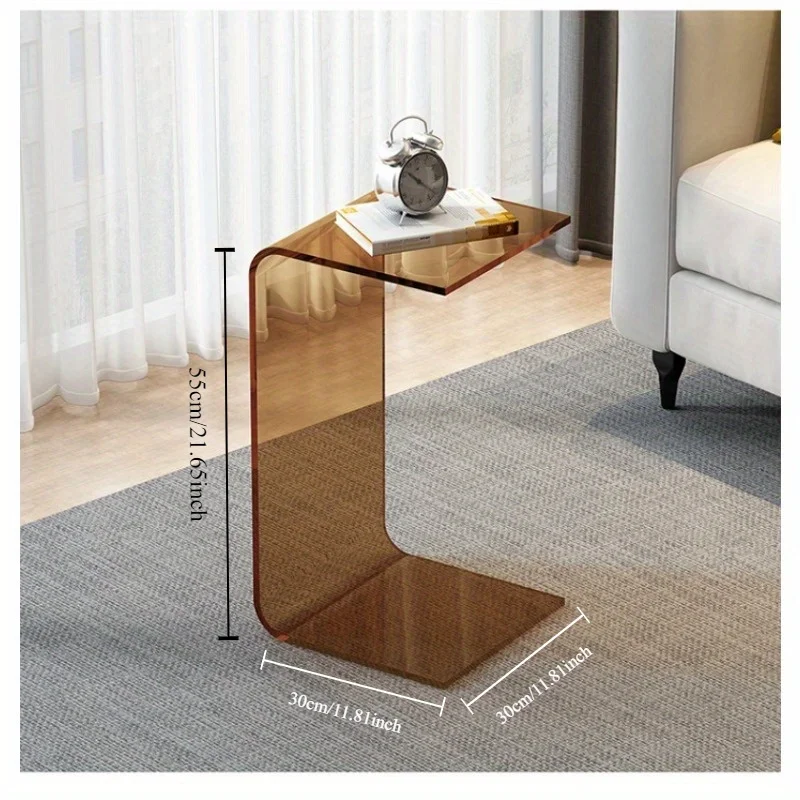 Минималистичный и модный: прозрачный акриловый боковой столик с красочным краем