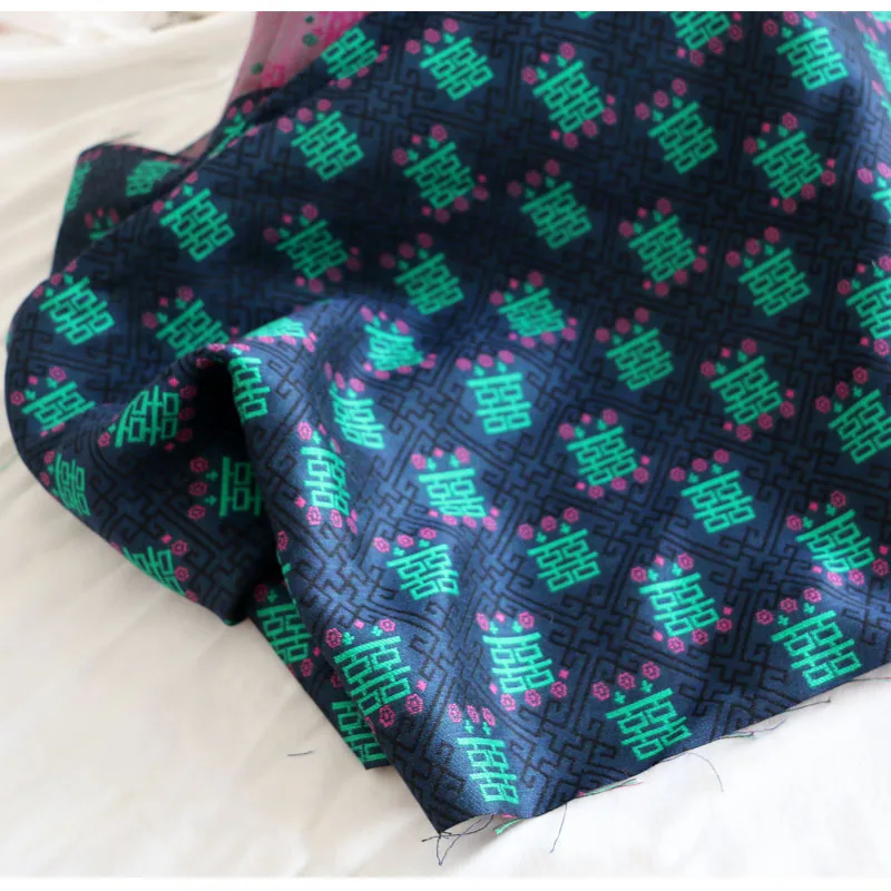 Exquisite Retro Chinese Style Age Sense Xi Character Xiangyun Multi-Element Woven Embroidery Jacquard Fashion Fabric DIY |