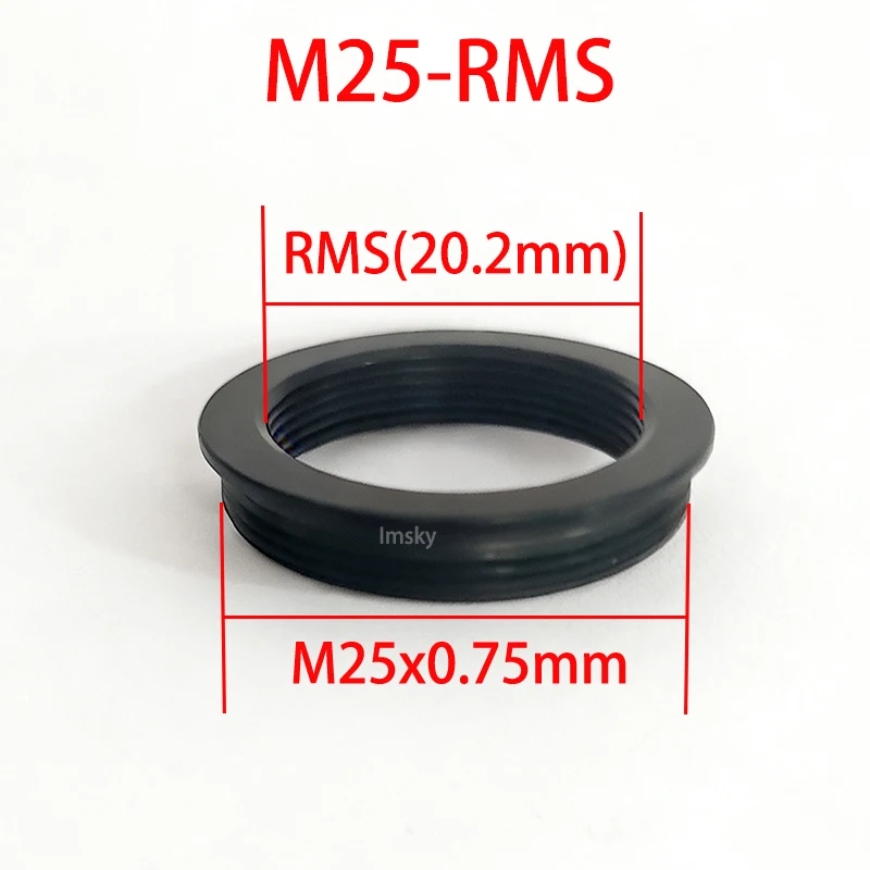 Фото Переходное кольцо для объектива микроскопа M25 на RMS 20.2 мм / RMS на M25, адаптер M25x0.75 мм, аксессуар для микроскопа №1
