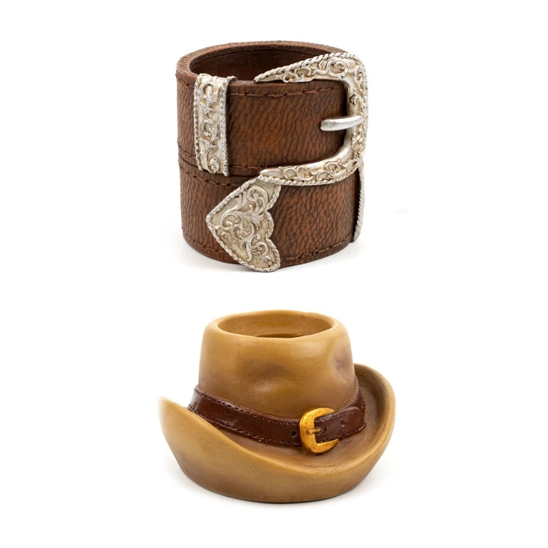 

Simulation Leather Belt Hat Succulent Planter with Drainage Hole Container for Indoor Outdoor Garden Decoration Flower Pot
