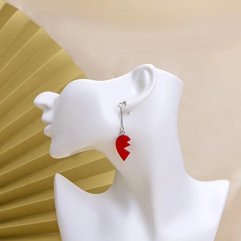 

Tendy Acrylic Love Earrings Red Retro Transparent Earrings Asymmetric Simple Earrings Party pendientes pendientes mujer
