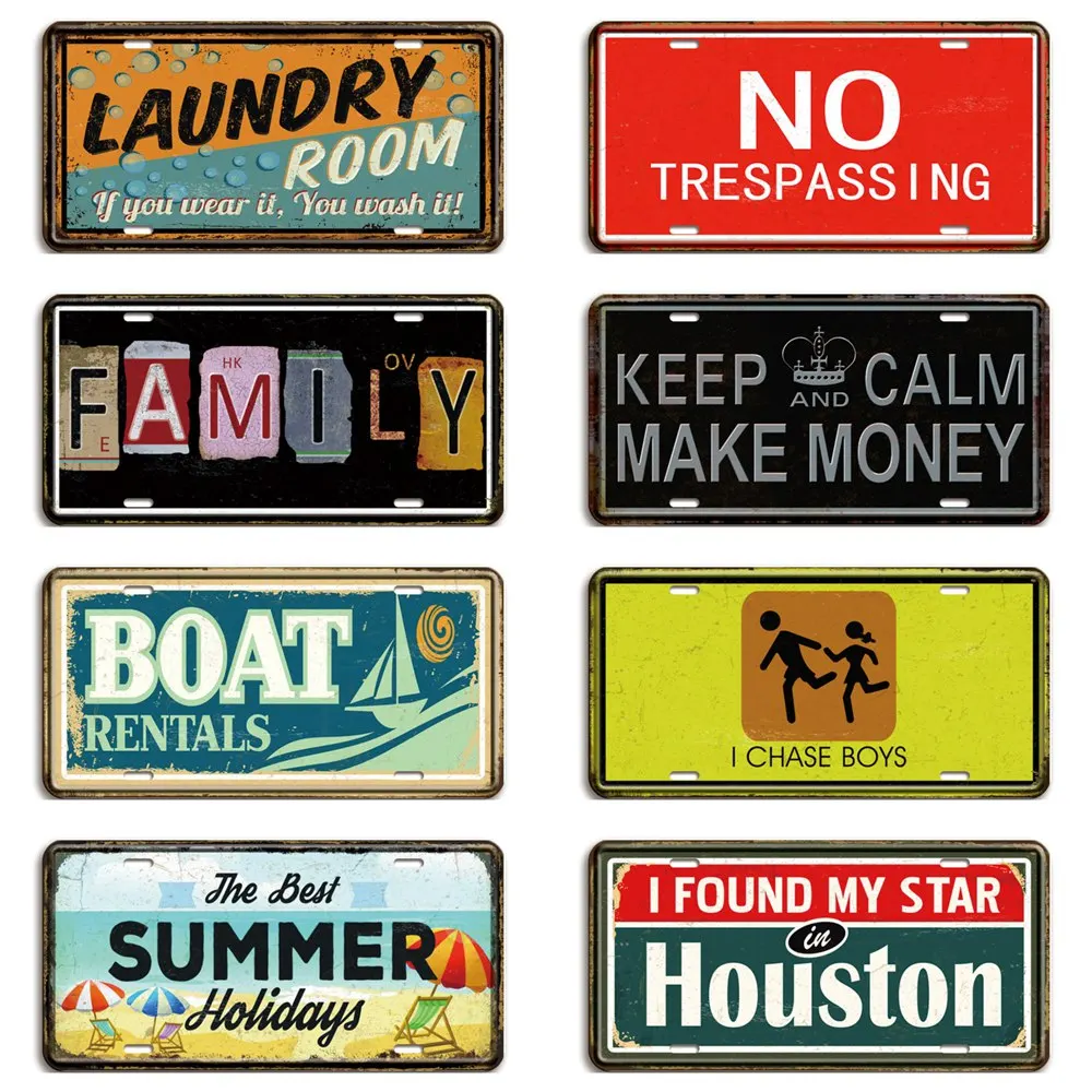 

No Trespassing Vintage License Plate Long Beach Metal Sign Keep Calm Decoration Plaque for Room Door Club Home Wall Decor N485
