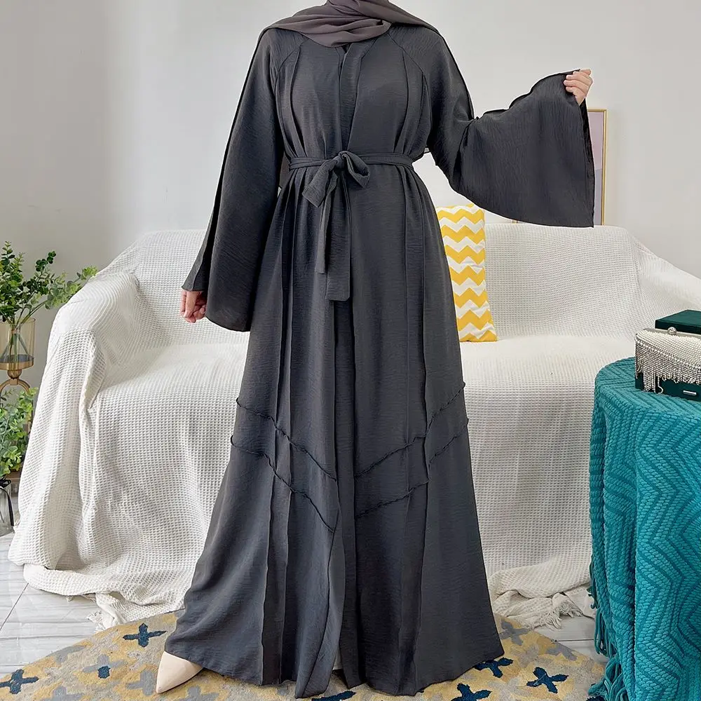 

Plain Open Abaya Muslim Long Dress Hijab Women Loose Robe Kimono African Dresses Dubai Turkey Modesty Abayas 2 pieces