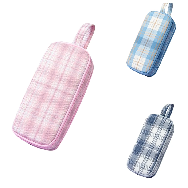 

Portable Large Capacity 3 Compartments Pencil Case Canvas Pencil Bag Girls Cute Stationery Bag Student Supplies