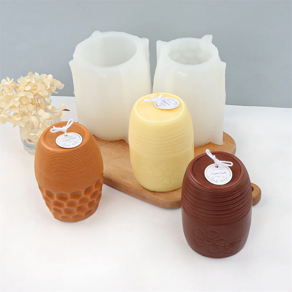 

New Design 2 Sizes Threaded Column Silicone Mold Handicraft Scented Candle Soap Plaster Cake Making Tool Home Decor