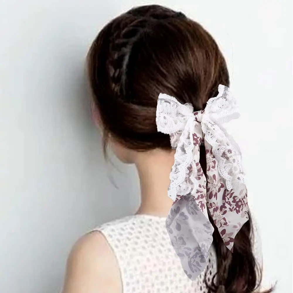 

Sweet Style Lace Bow Scrunchies Hair Band Ponytail Holder Elegant Temperament Hair Rope Women Styling Accessories