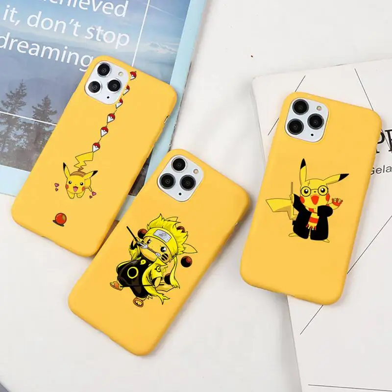 

Pokemon Pikachu Cosplay Phone Case For iphone 13 12 11 Pro Max Mini XS 8 7 6 6S Plus X SE 2020 XR Candy yellow Silicone cover