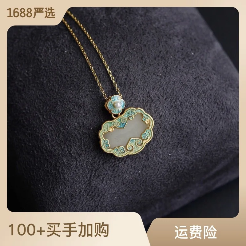 

National Style New Product Dripping Oil Imitation Enamel Gilt Gold Pendant Collarbone Necklace Women's Temperament Pendant