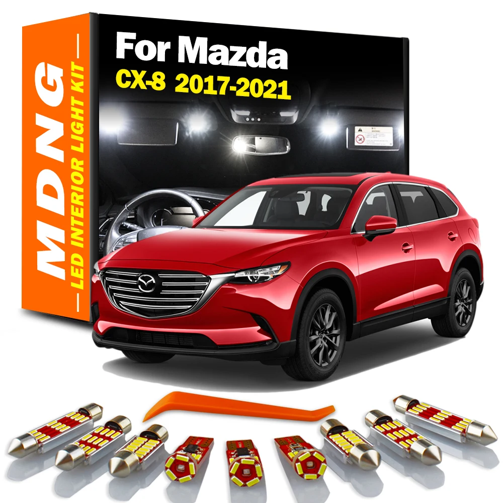 

MDNG 11 шт. Canbus внутренняя лампа для Mazda CX-8 2017 2018 2019 2020 автомобильные светодиодсветодиодный лампы для внутреннего освесветильник без ошибок