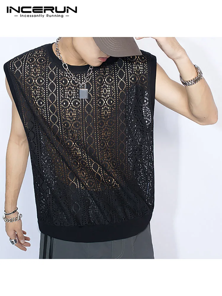 

Casual Well Fitting New Men's Hollow Waistcoat Stylish Male Hot Sale Loose Comfortable Sleeveless Vests S-5XL INCERUN Tops 2022