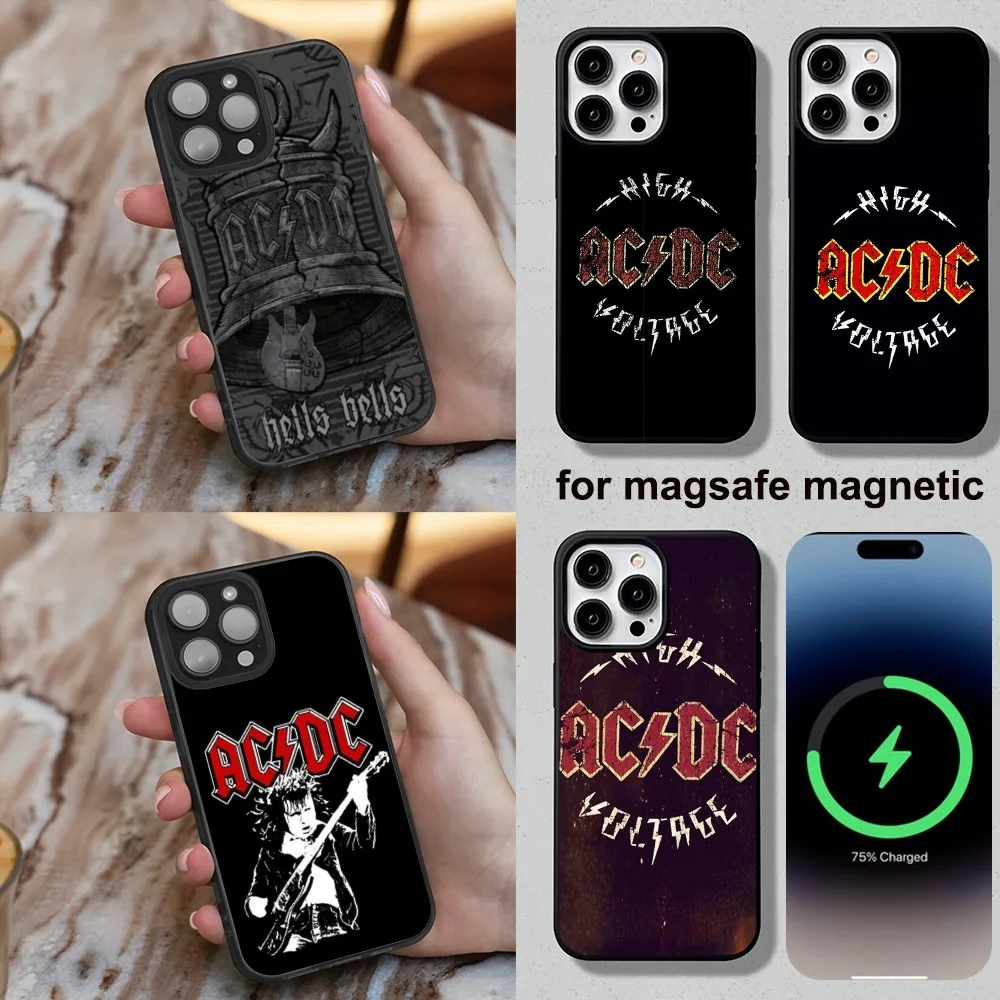 Чехол для телефона A-AcDc Rock iPhone 16 15 14 13 12 11 Plus Pro Max Mini Magesafe с магнитной беспроводной