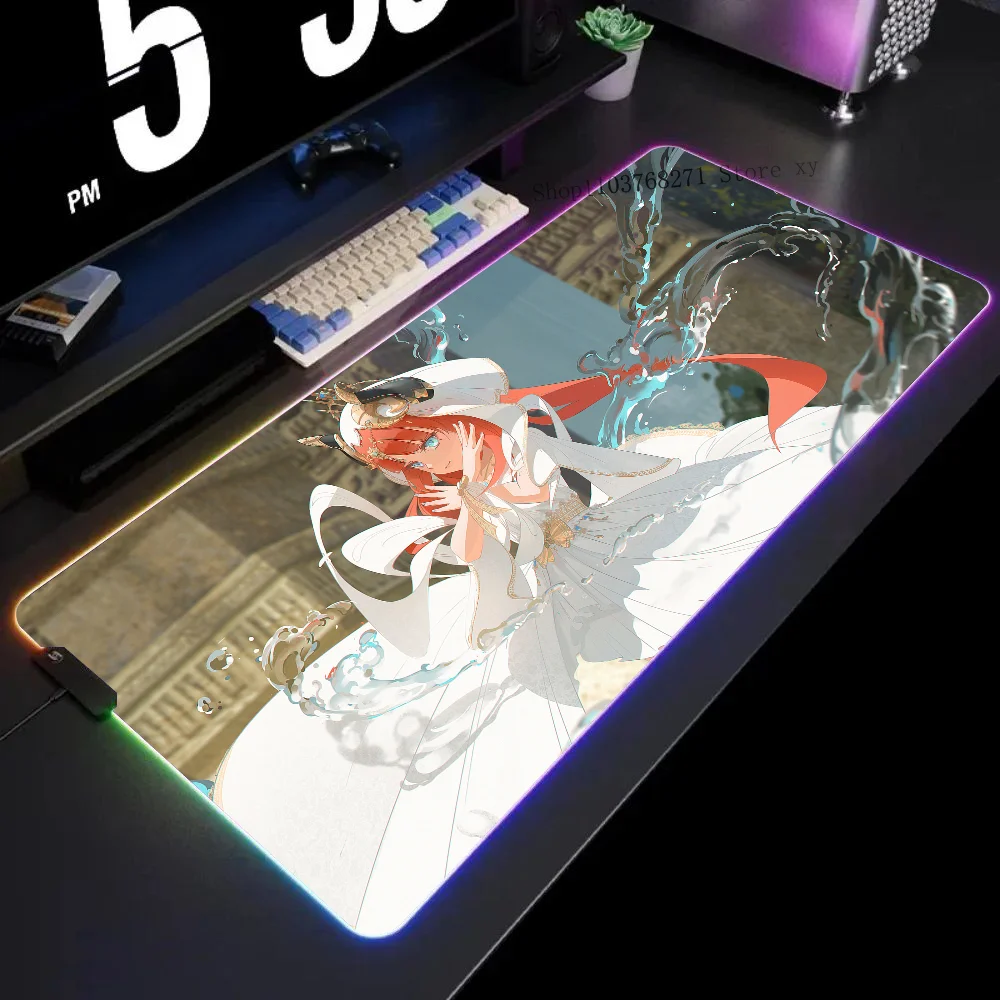 Коврик для мыши Nilou Genshin Impact XXL RGB игровые коврики HD черный аксессуары геймеров