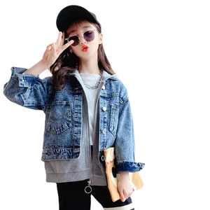 Teen Girls Casual Patchwork Outerwear Tops Spring Autumn Fashion New Kids Clothes Fake Two Pieces Hoodid Denim Jacket 6 8 10 Yrs Teen Girls Casual Patchwork Outerwear Tops Spring Autumn Fashion New Kids Clothes Fake Two Pieces Hoodid Denim Jacket 6 8 10 Yrs