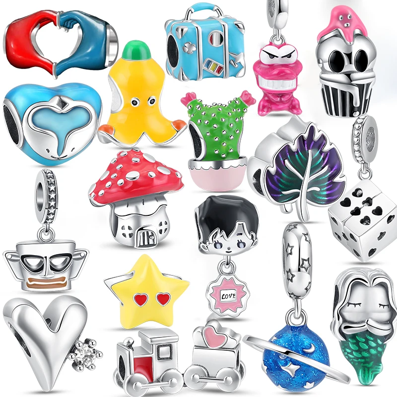 

New Charms Dangle 925 Sterling Silver Fit Original Pandora Bracelets Earth Turtle Train Big Eye For Women Making DIY Jewelry