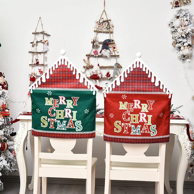 

Christmas Chair Cover Santa Claus Snowman Cartoon Flannelette Chair Cover Chairs for Christmas Banquet Party Decor Home Decor