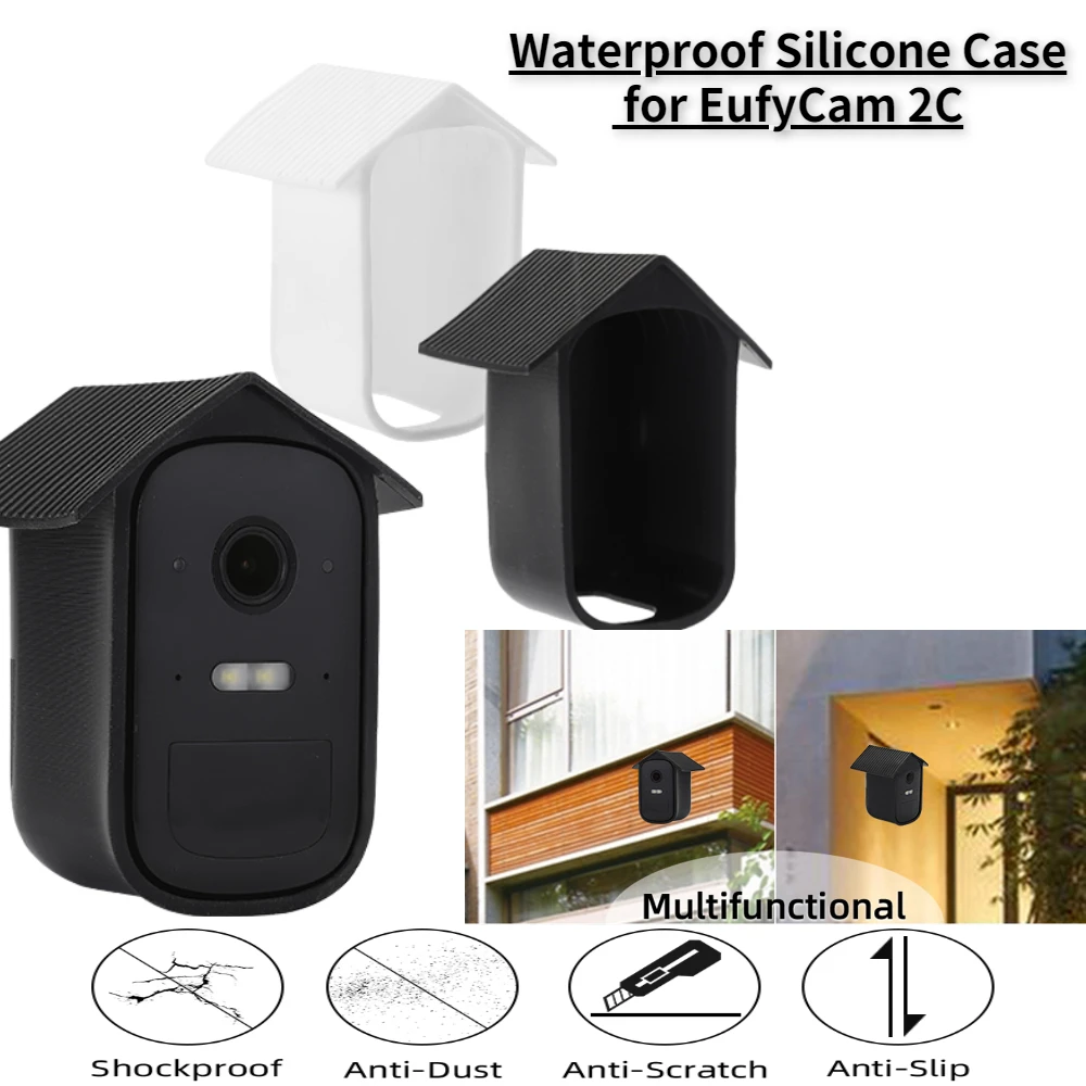 

Waterproof Silicone Case Outdoor Security Camera Protective Cover UV-Resistant Anti-Scratch Skin for EufyCam 2C